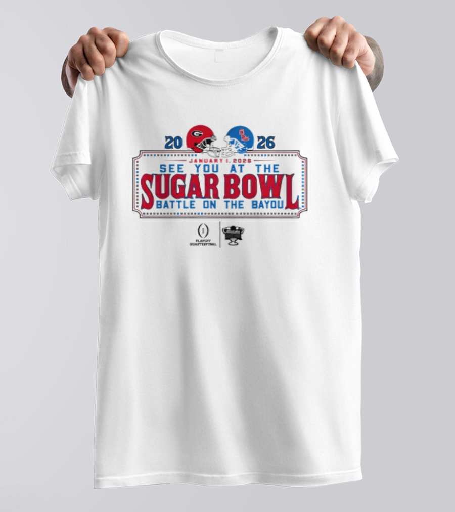 2026 Georgia Bulldogs Vs Ole Miss Rebels Sugar Bowl Battle On The Bayou T-Shirt