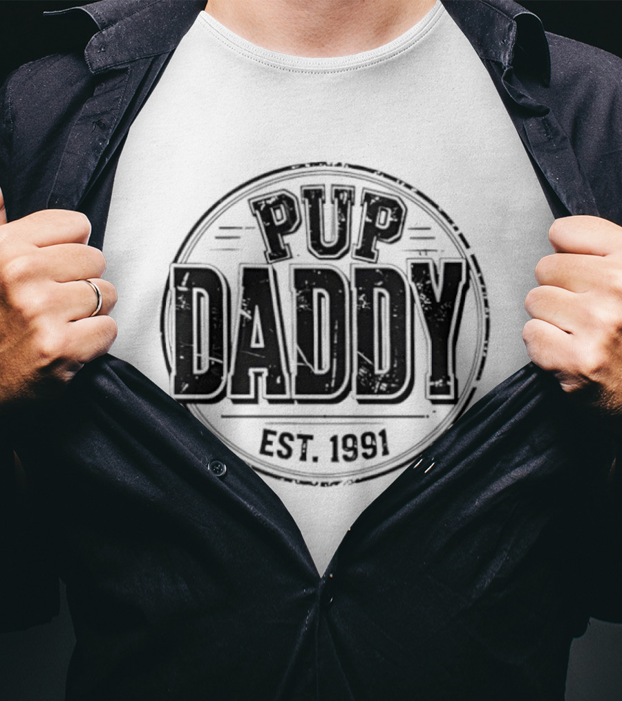 Pup Daddy Est 1991 Retro Vintage Style Circular T-Shirt