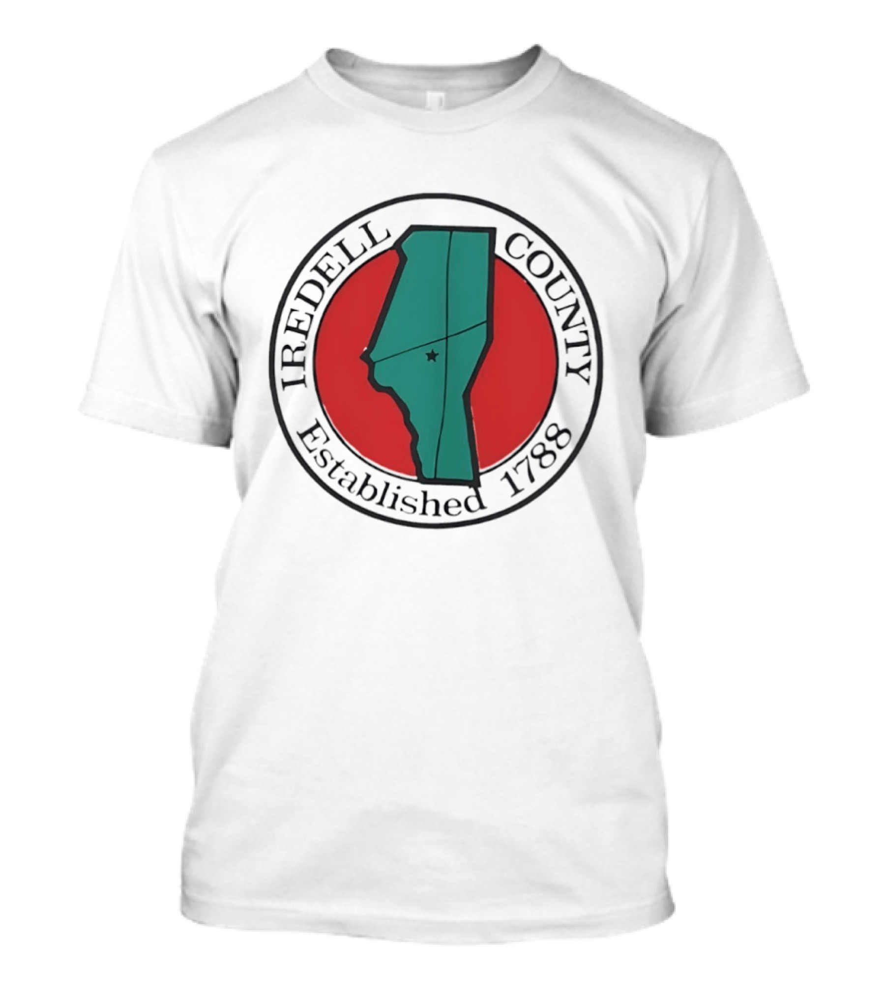 Iredell County North Carolina Emblem Established 1788 Circle Map Star T-Shirt