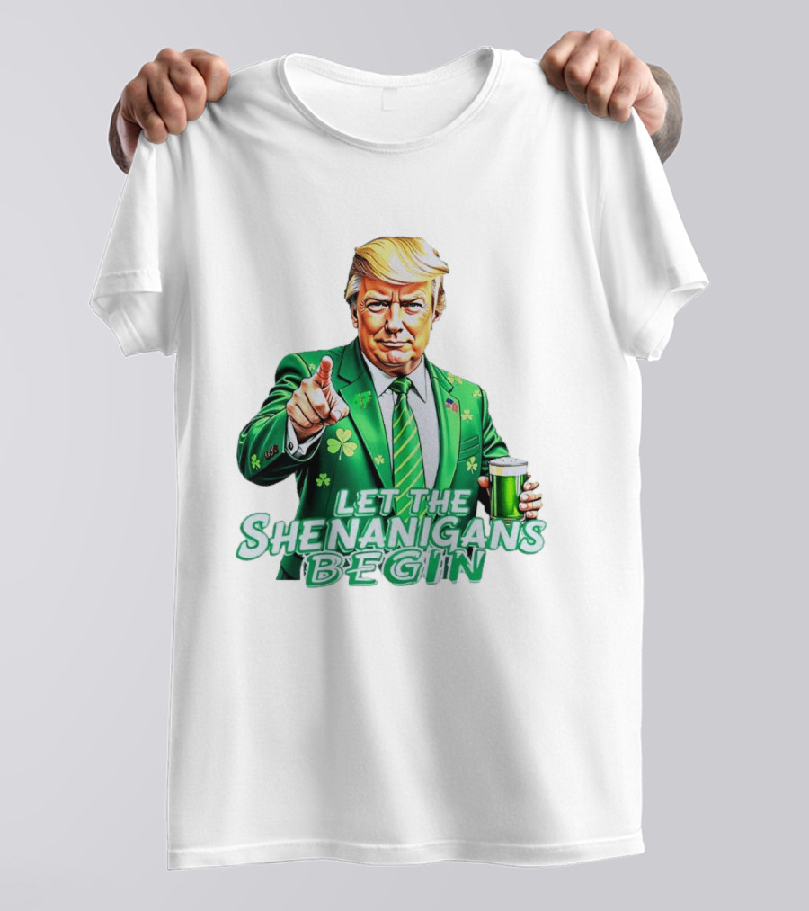 Let The Shenanigans Begin Green Suit And Beer St. Patrick's Day T-Shirt