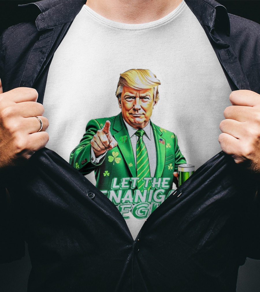 Let The Shenanigans Begin Green Suit And Beer St. Patrick's Day T-Shirt