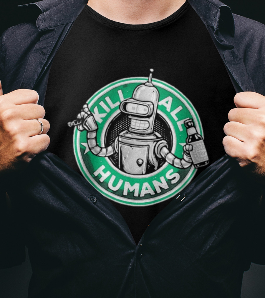 Bender Kill All Humans Old Fortran T-Shirt