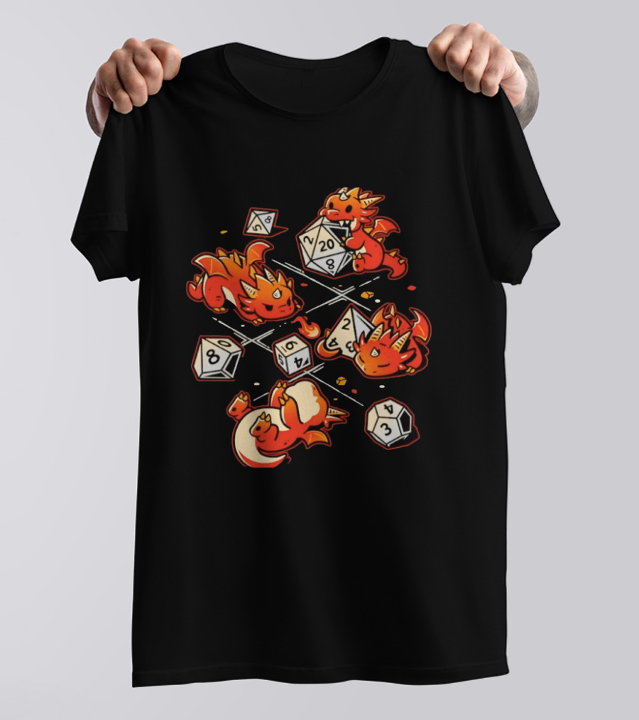 Dice Dragons Cute D20 Fantasy Gaming Adventure T-Shirt