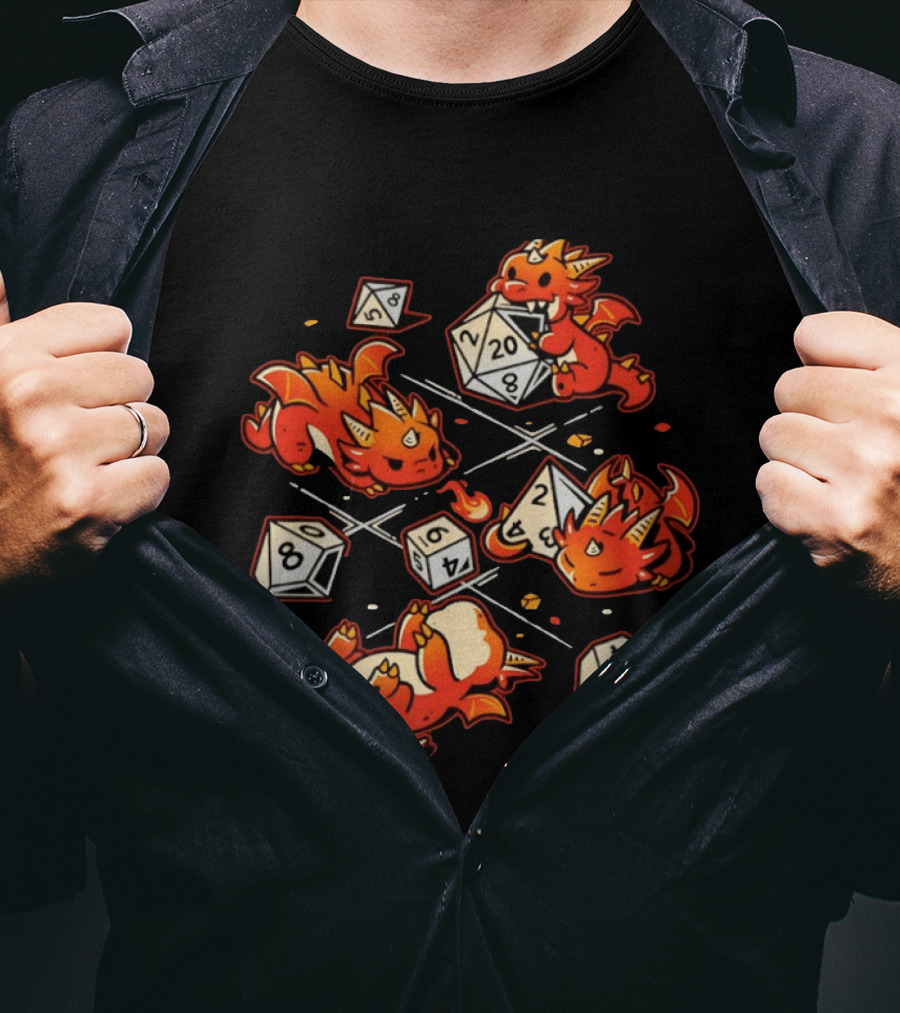 Dice Dragons Cute D20 Fantasy Gaming Adventure T-Shirt
