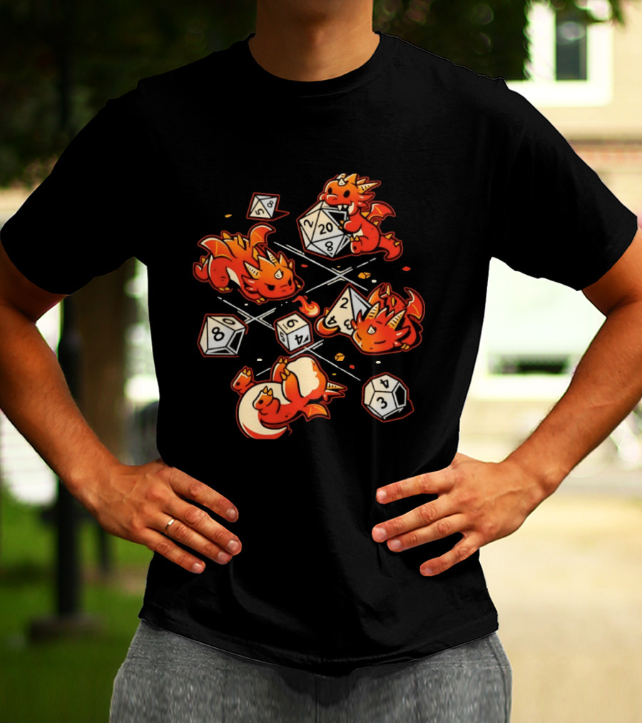 Dice Dragons Cute D20 Fantasy Gaming Adventure T-Shirt
