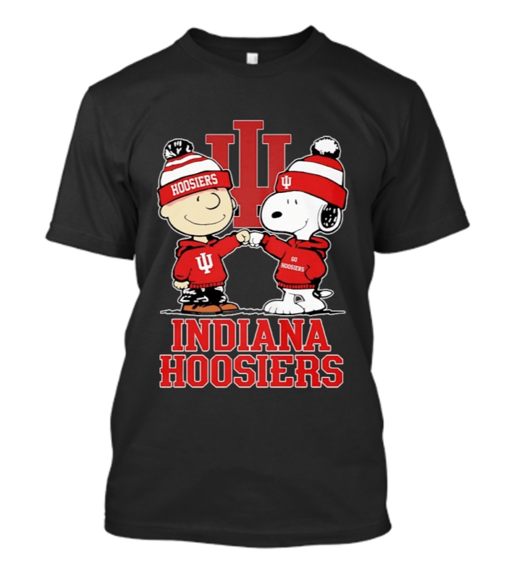 Indiana Hoosiers Snoopy Woodstock Fist Bump Football Outfit T-Shirt