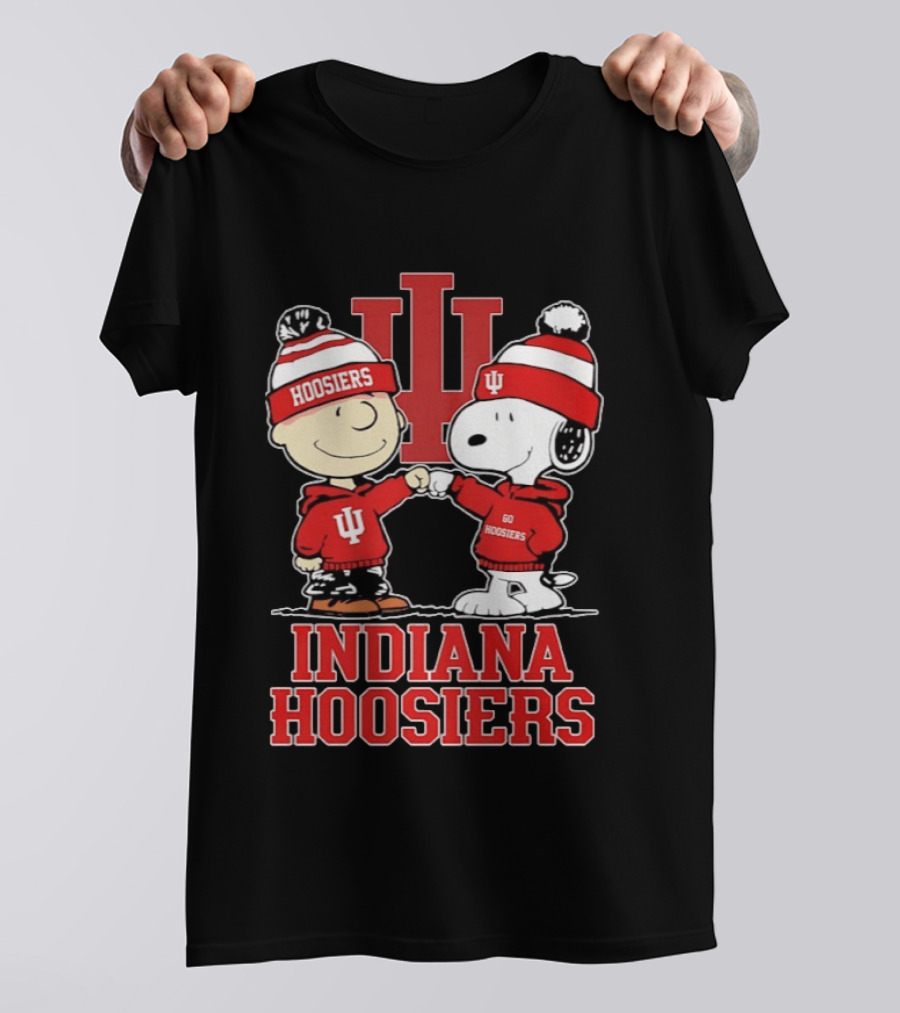Indiana Hoosiers Snoopy Woodstock Fist Bump Football Outfit T-Shirt