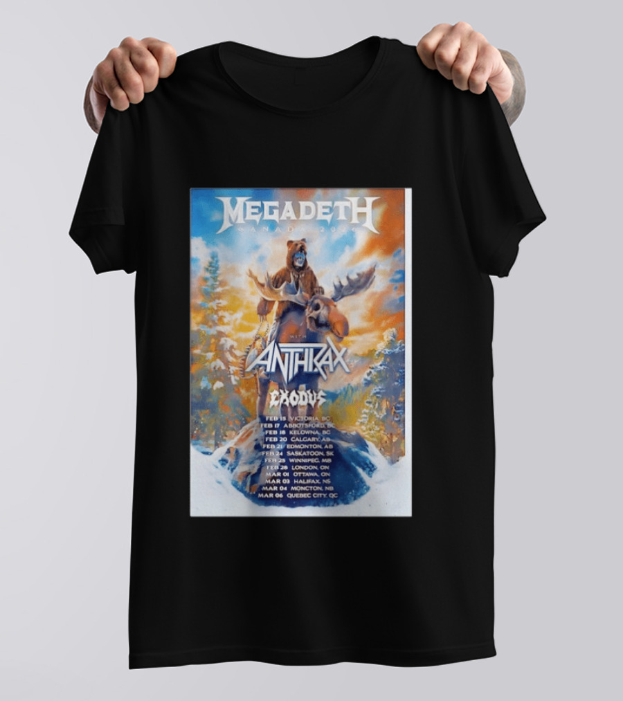 Megadeth Anthrax Exodus Tour Canada 2026 Dates And Locations T-Shirt