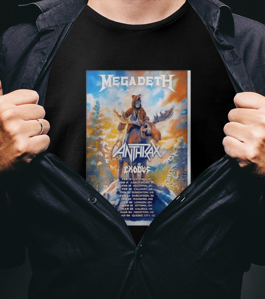 Megadeth Anthrax Exodus Tour Canada 2026 Dates And Locations T-Shirt
