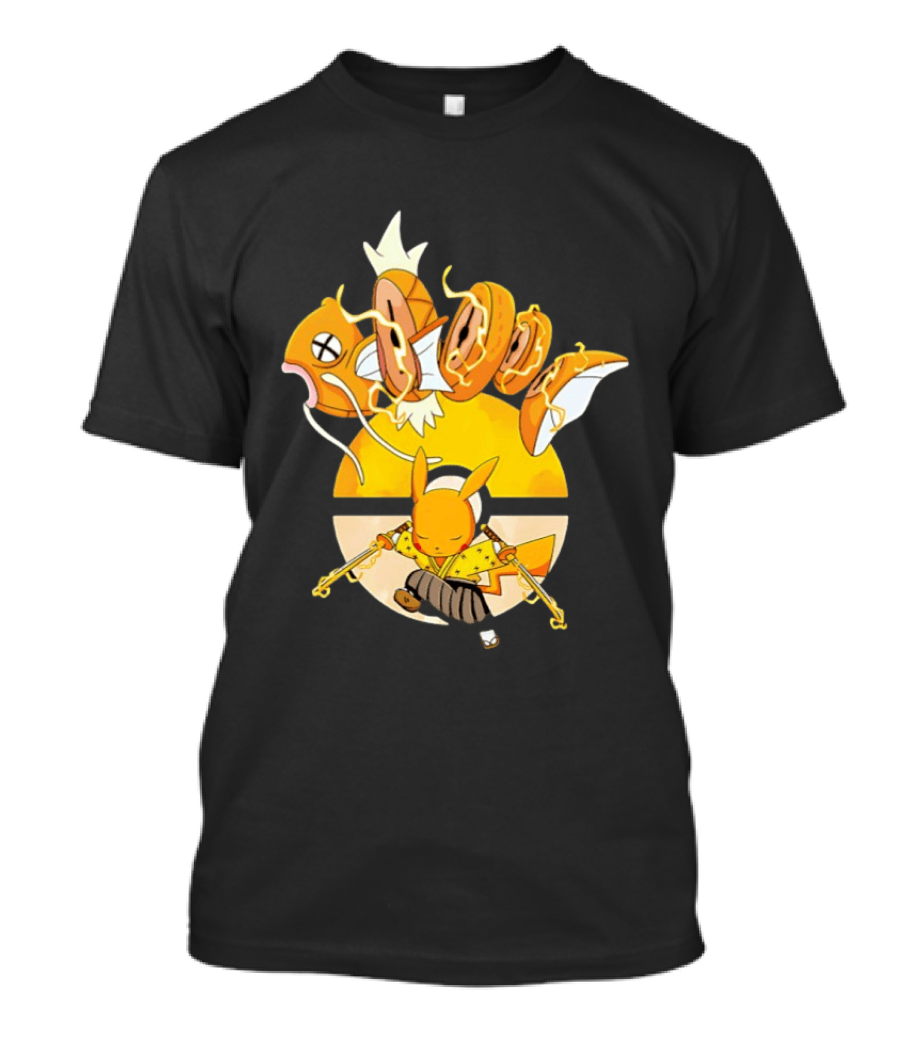 Magikarp And Pikachu Thunder Sashimi Showdown Ultimate Battle T-Shirt