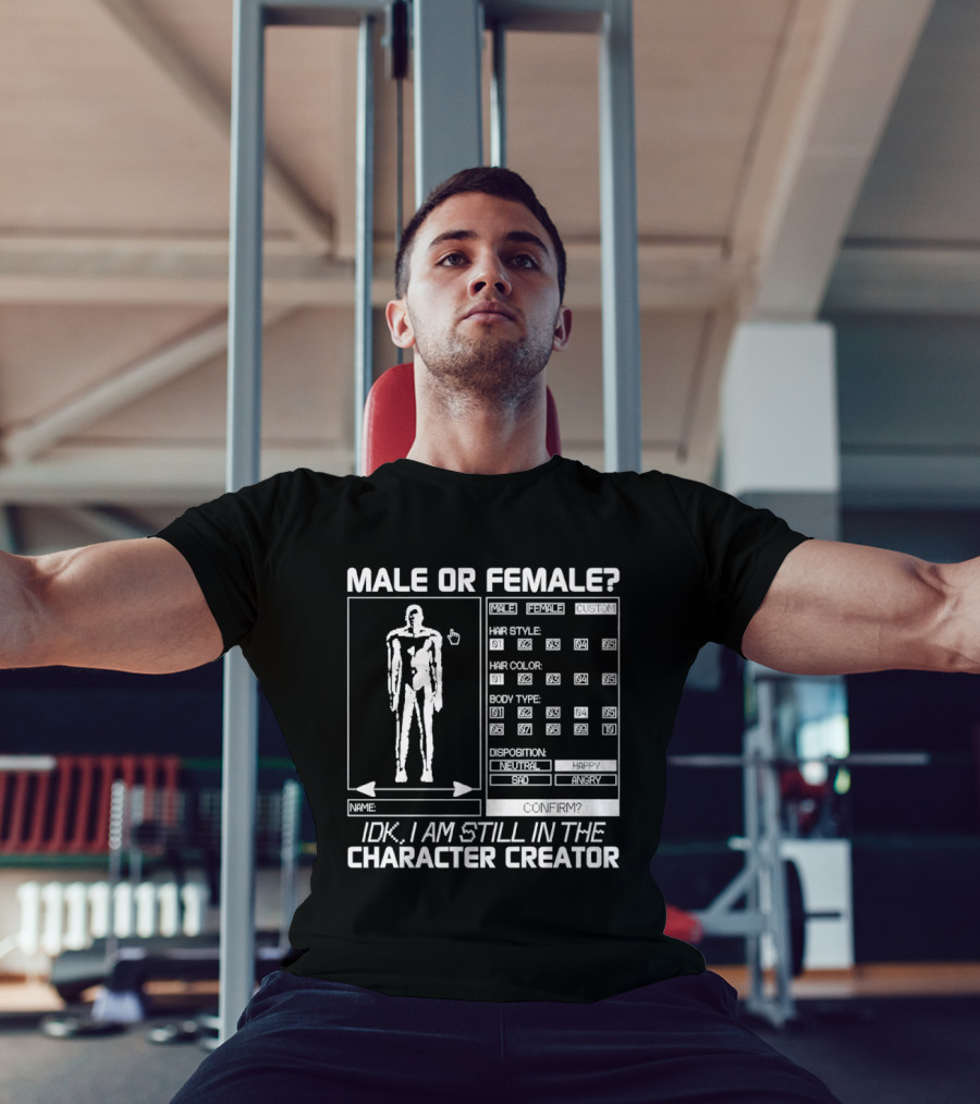 Male Or Female IDK I Am Still In The Character Creator Video Game Humor Customization Options T-Shirt