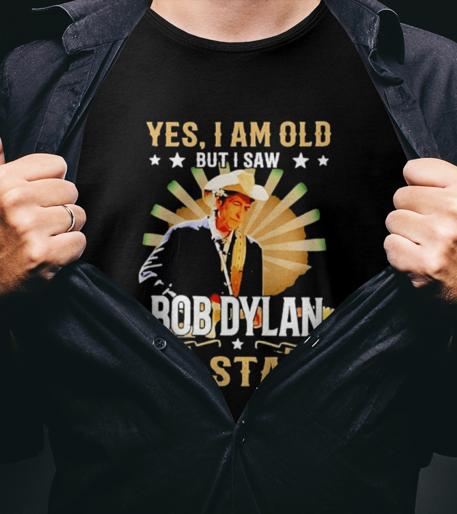 Yes I Am Old But I Saw Bob Dylan On Stage Vintage Starburst Cowboy Hat T-Shirt
