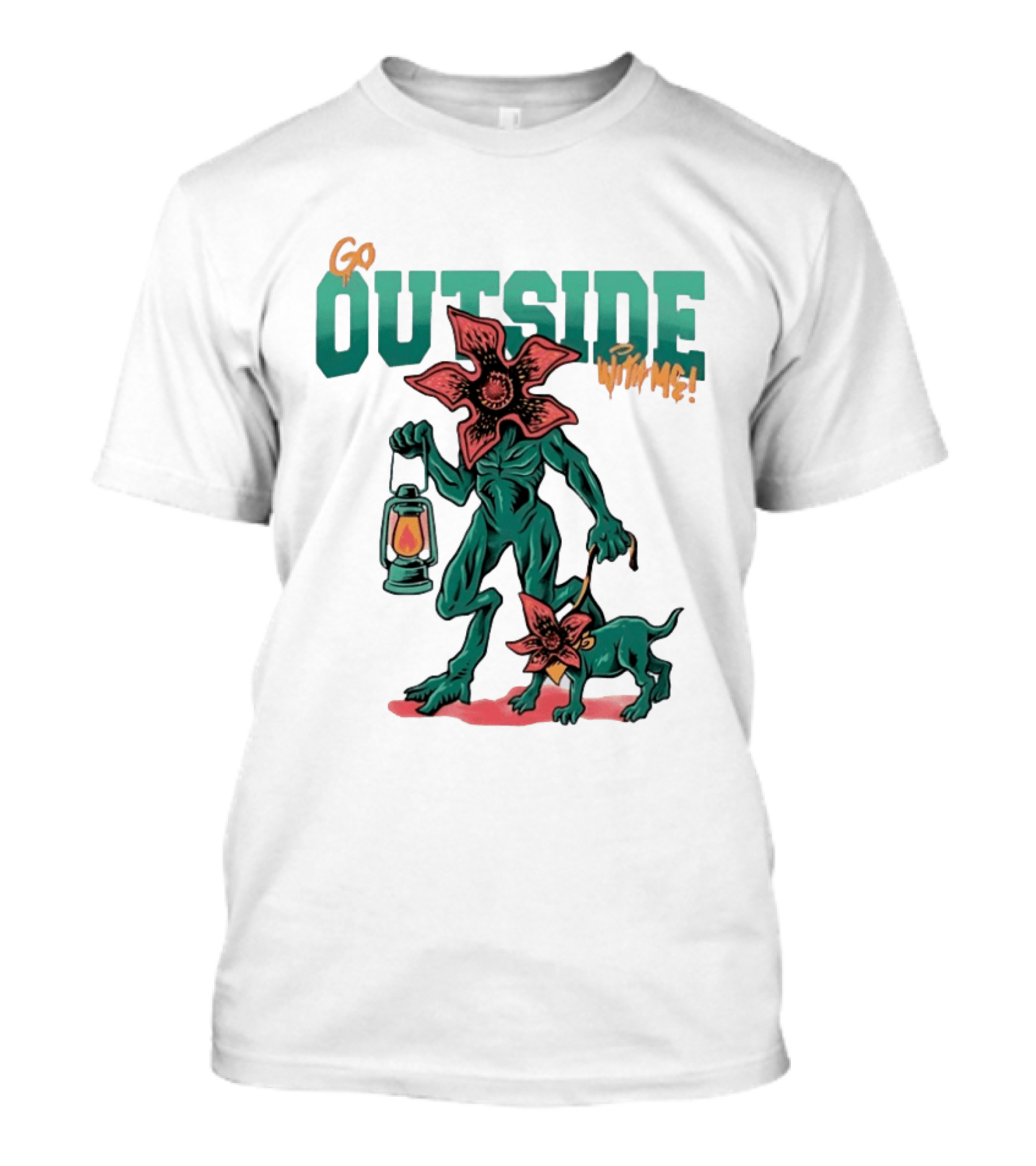 Go Outside Demogorgon With Me Lantern And Dog T-Shirt