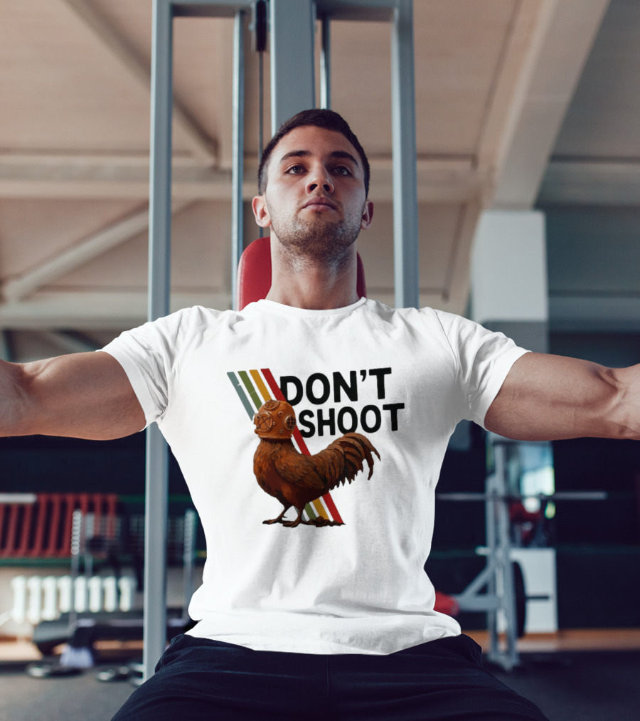 Don't Shoot Chicken Diver Helmet Retro Stripes T-Shirt