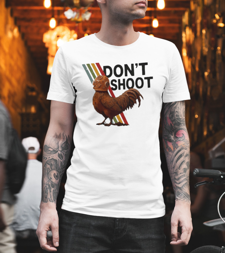 Don't Shoot Chicken Diver Helmet Retro Stripes T-Shirt