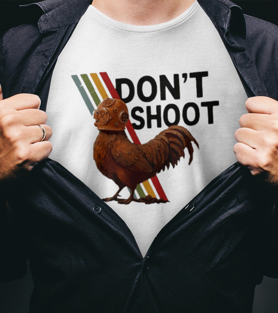 Don't Shoot Chicken Diver Helmet Retro Stripes T-Shirt