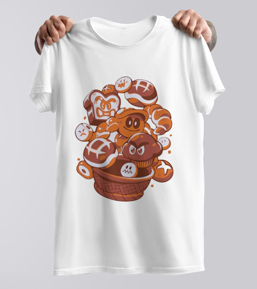 Enemies And Breads Angry Toast And Muffin Characters Basket T-Shirt