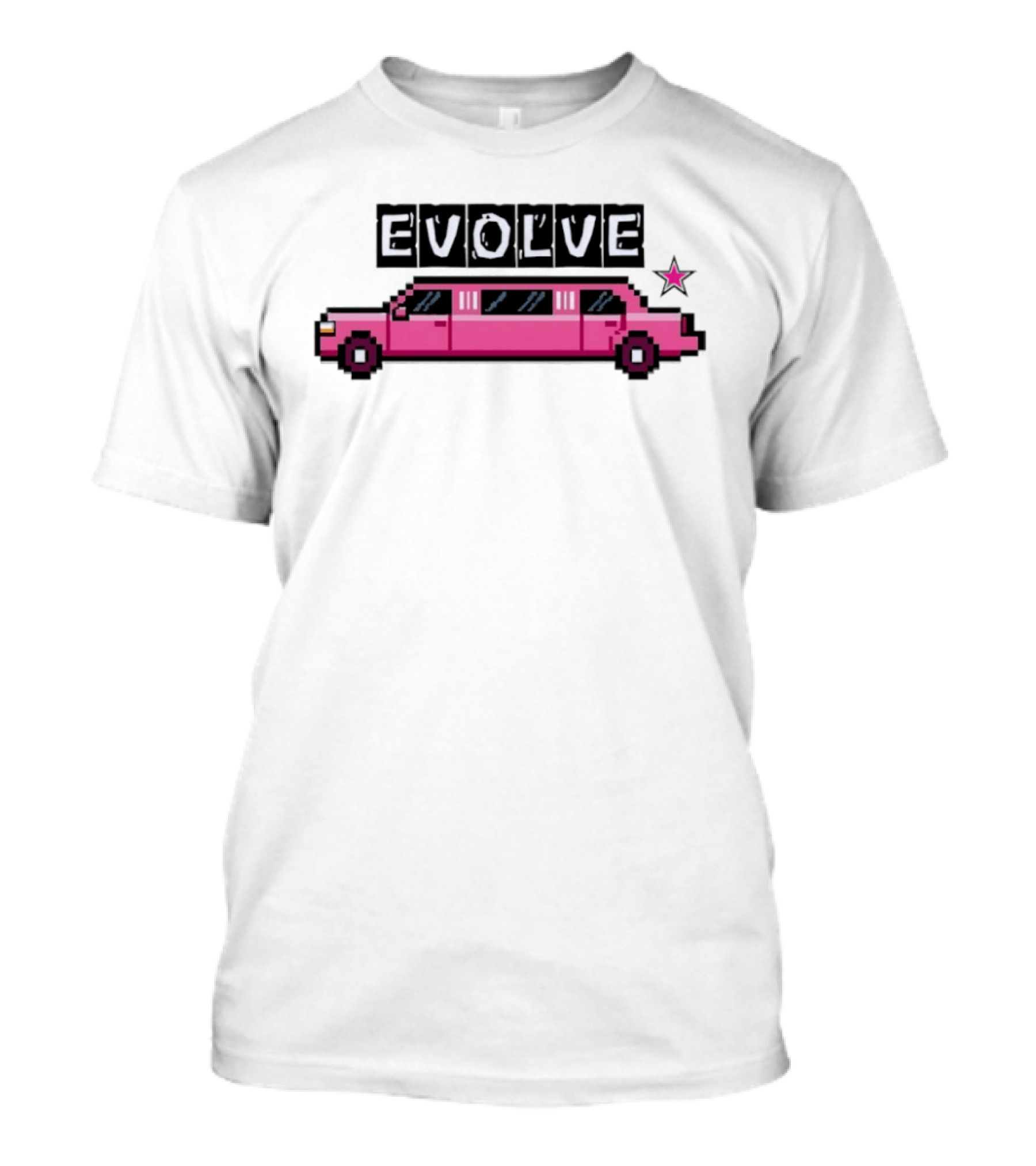 Evolve Pixel Art Pink Limousine Retro Star T-Shirt