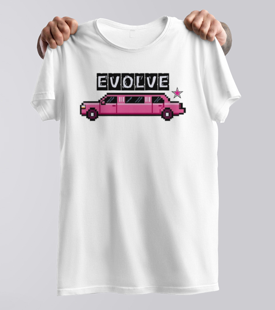 Evolve Pixel Art Pink Limousine Retro Star T-Shirt