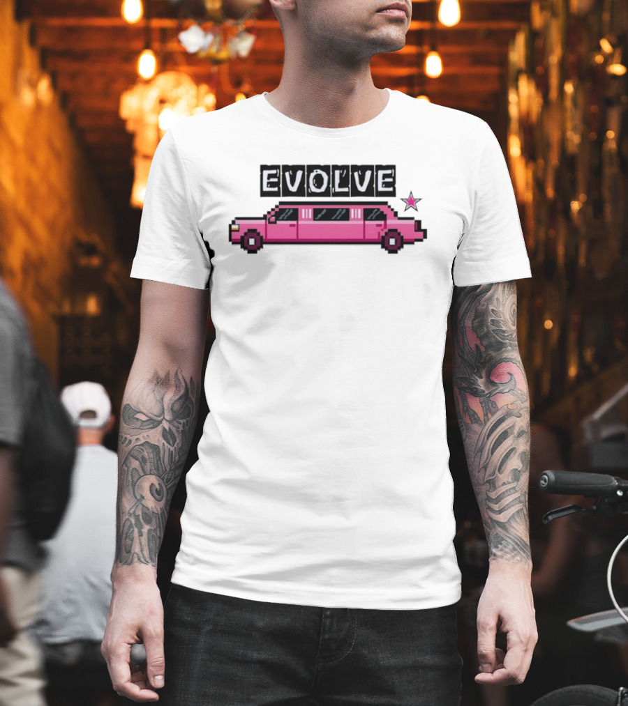 Evolve Pixel Art Pink Limousine Retro Star T-Shirt