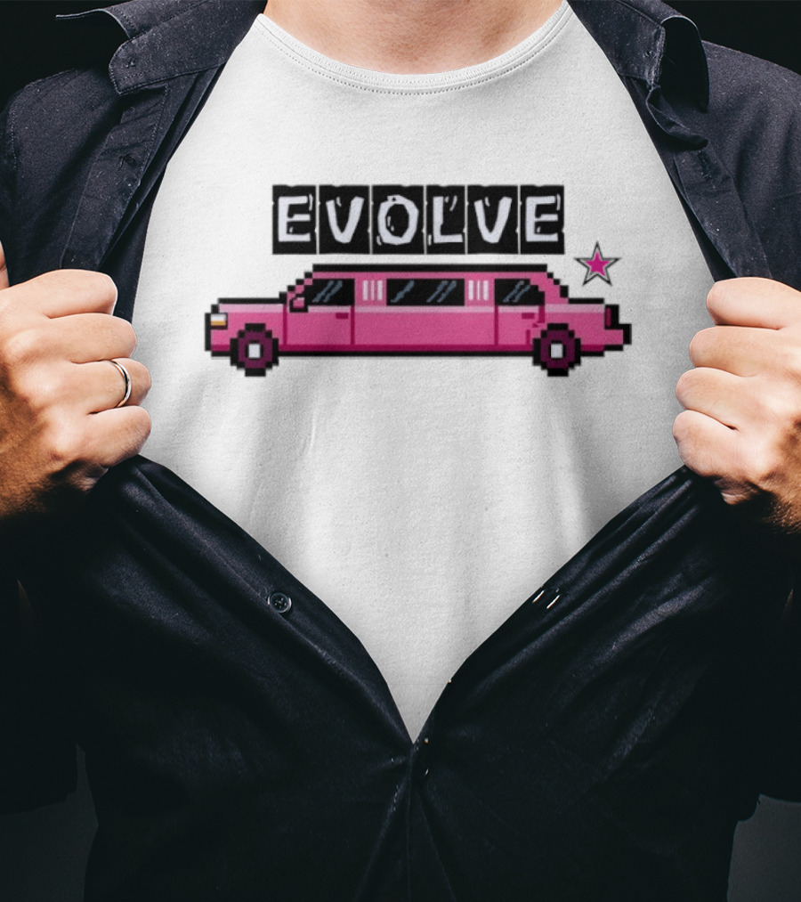 Evolve Pixel Art Pink Limousine Retro Star T-Shirt