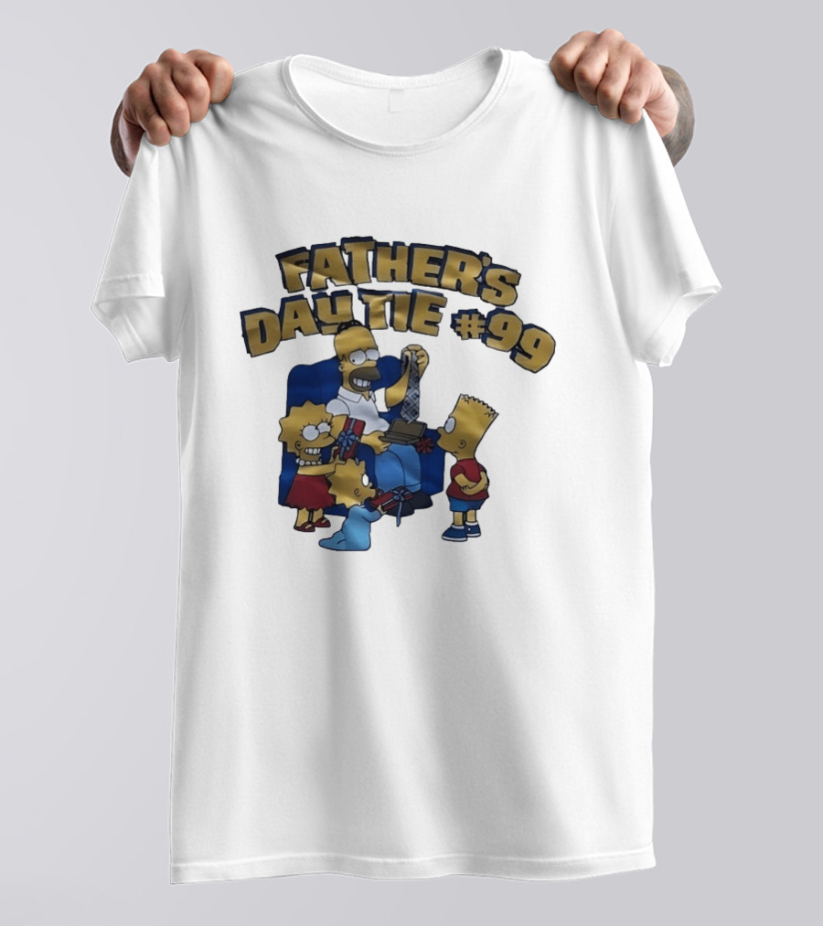 Father's Day Tie 99 Cartoon Celebration With Iconic Family Gathering T-Shirt