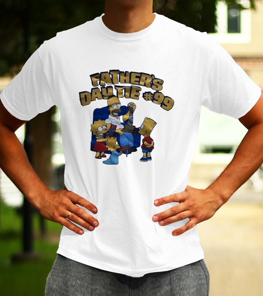 Father's Day Tie 99 Cartoon Celebration With Iconic Family Gathering T-Shirt