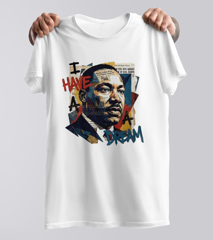 Martin Luther King Jr I Have A Dream Civil Rights Newspaper Collage T-Shirt