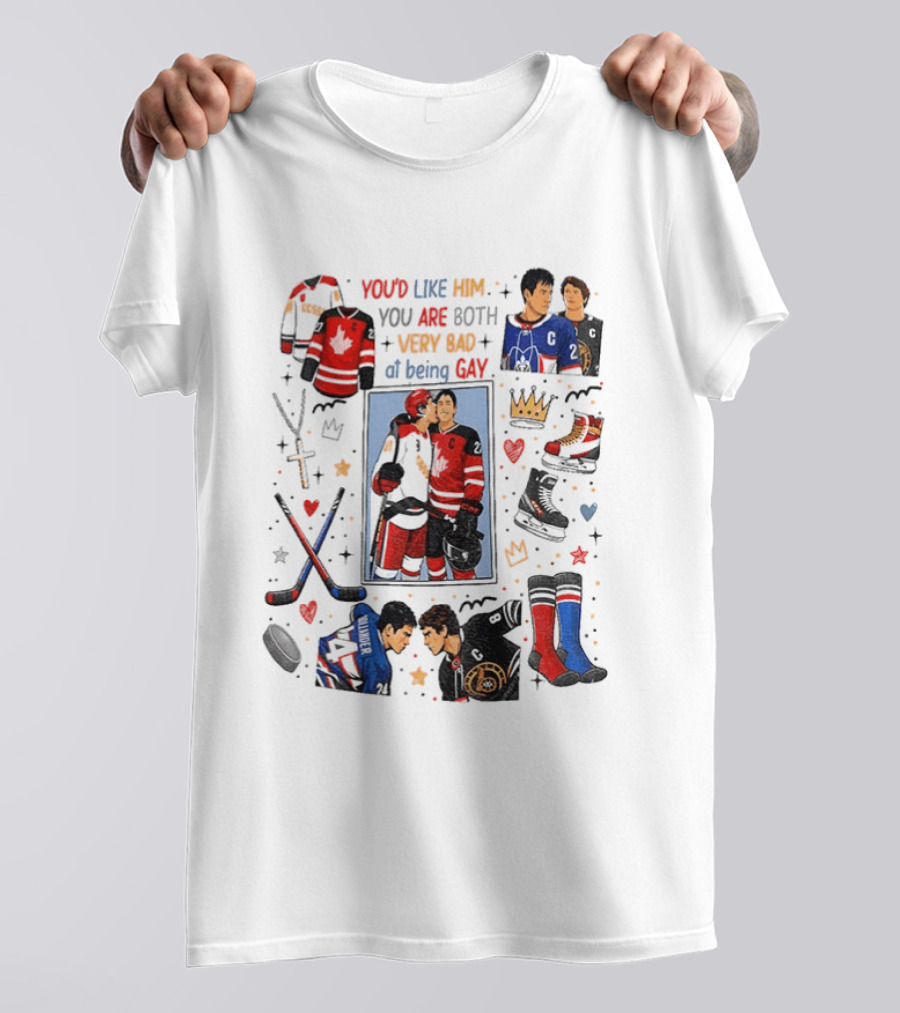 Heated Rivalry Romance You’d Like Him You Are Both Very Bat At Being Gay T-Shirt