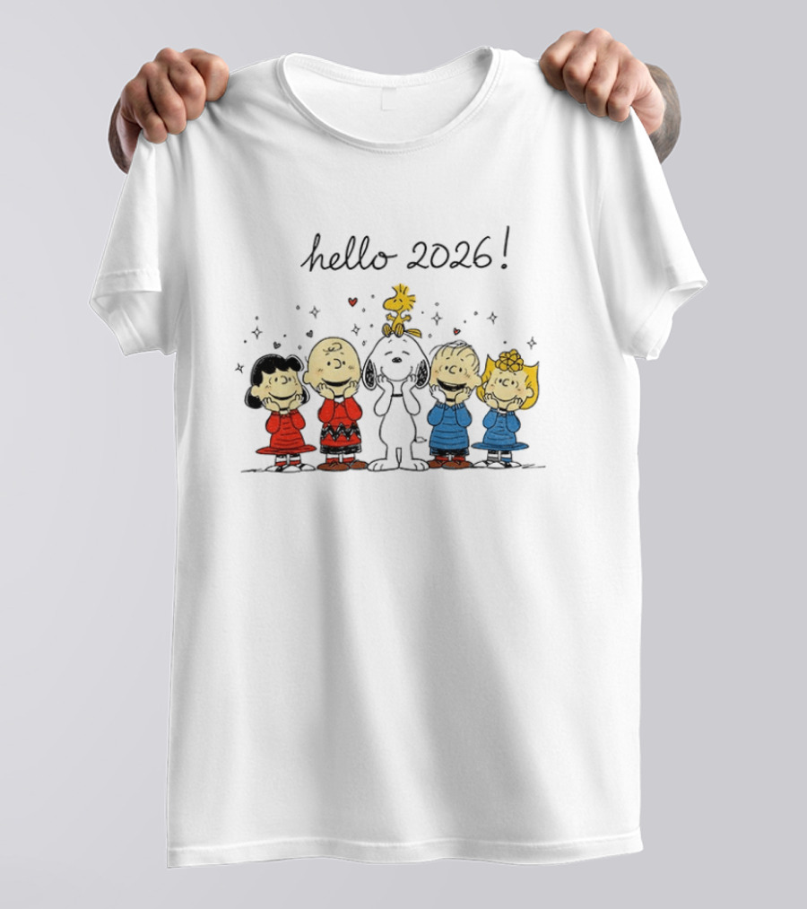 Hello 2026 Peanuts Snoopy And Friends Celebration T-Shirt