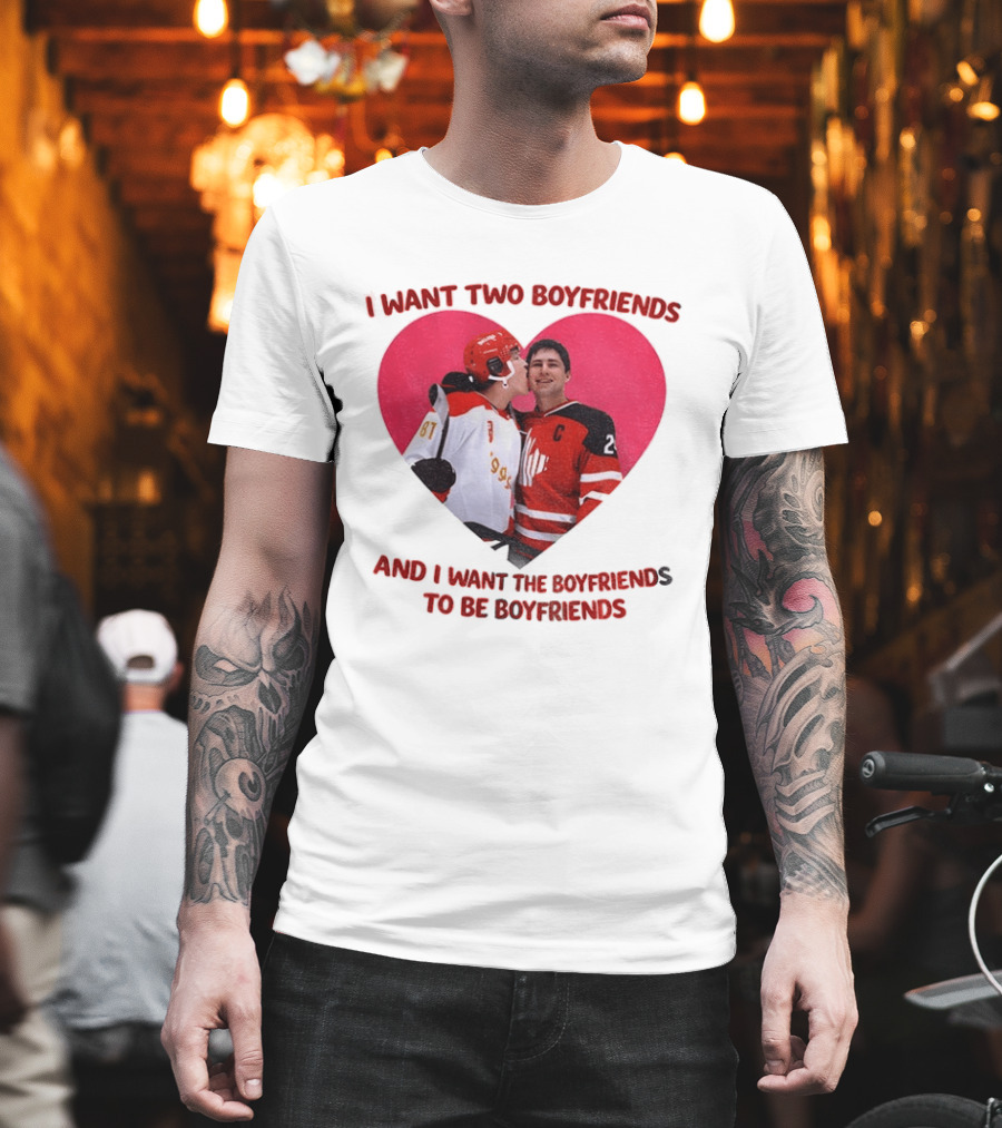 Ilya Shane I Want Two Boyfriends Heated TV Pink Heart Movie Ice Hockey Players T-Shirt