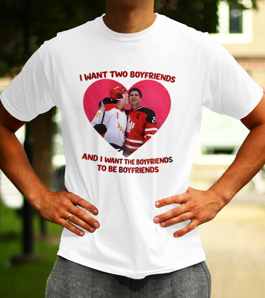 Ilya Shane I Want Two Boyfriends Heated TV Pink Heart Movie Ice Hockey Players T-Shirt