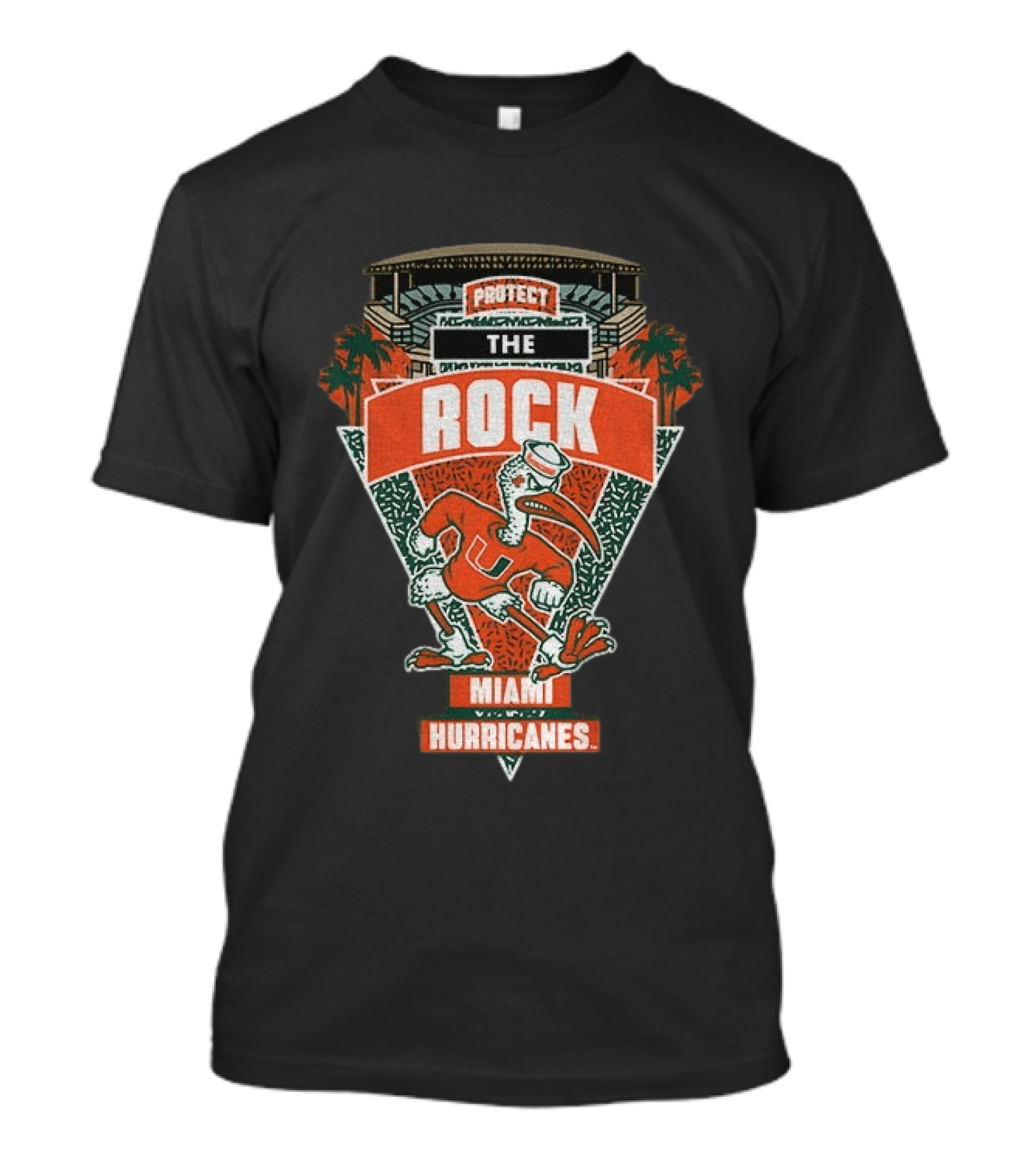 Protect The Rock Miami Hurricanes Football Iconic Mascot Stadium T-Shirt