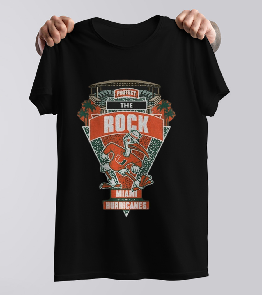 Protect The Rock Miami Hurricanes Football Iconic Mascot Stadium T-Shirt