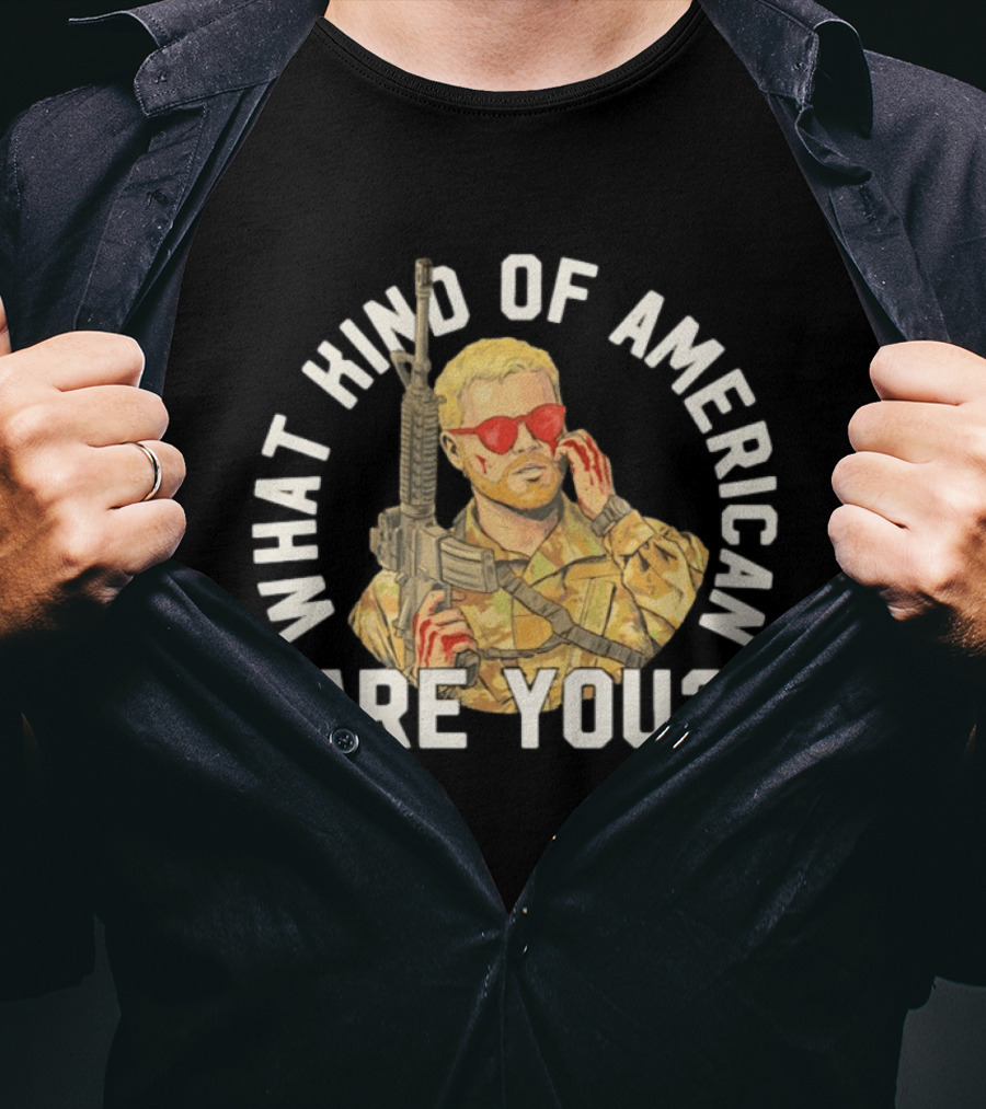 What Kind Of American Are You Soldier With Rifle And Red Sunglasses T-Shirt