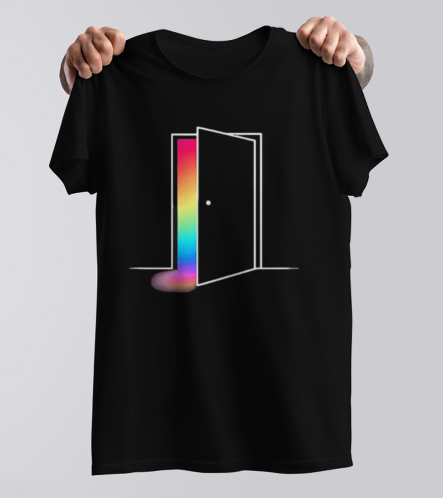 Minimalist Open Door With Rainbow Light Emission T-Shirt