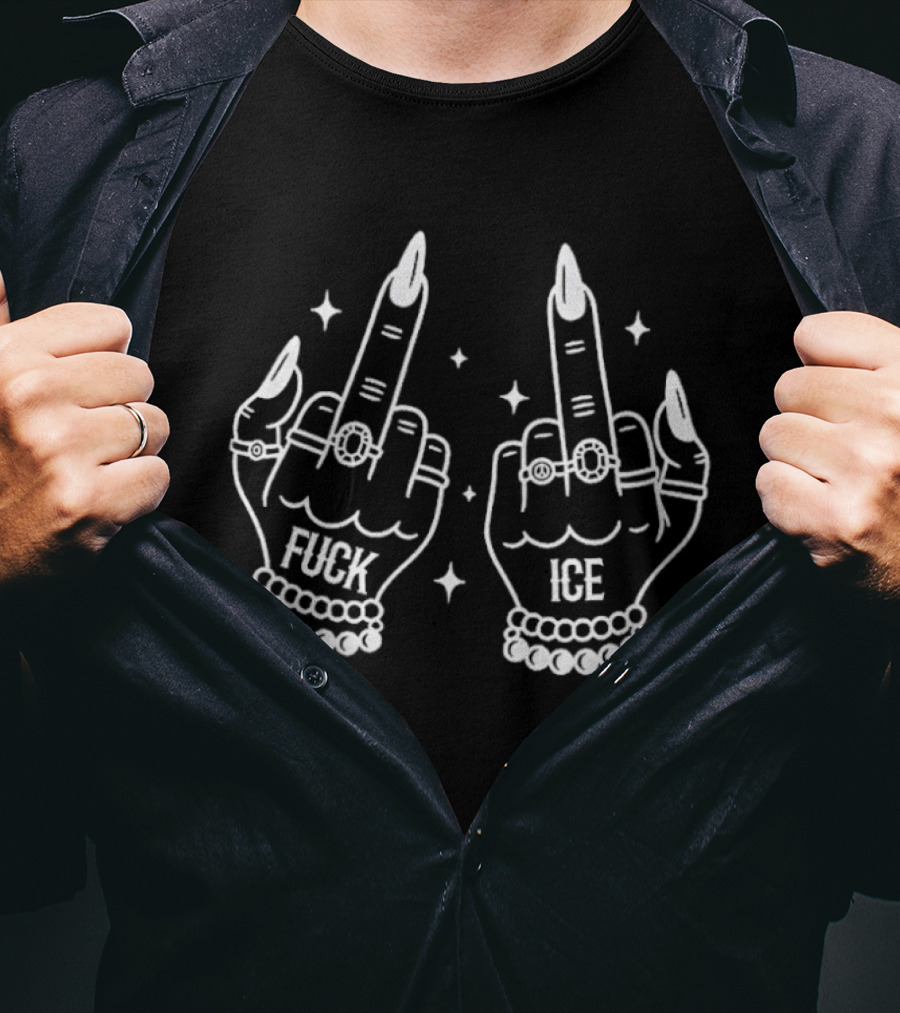 Fuck Ice Middle Finger Anti Trump T-Shirt