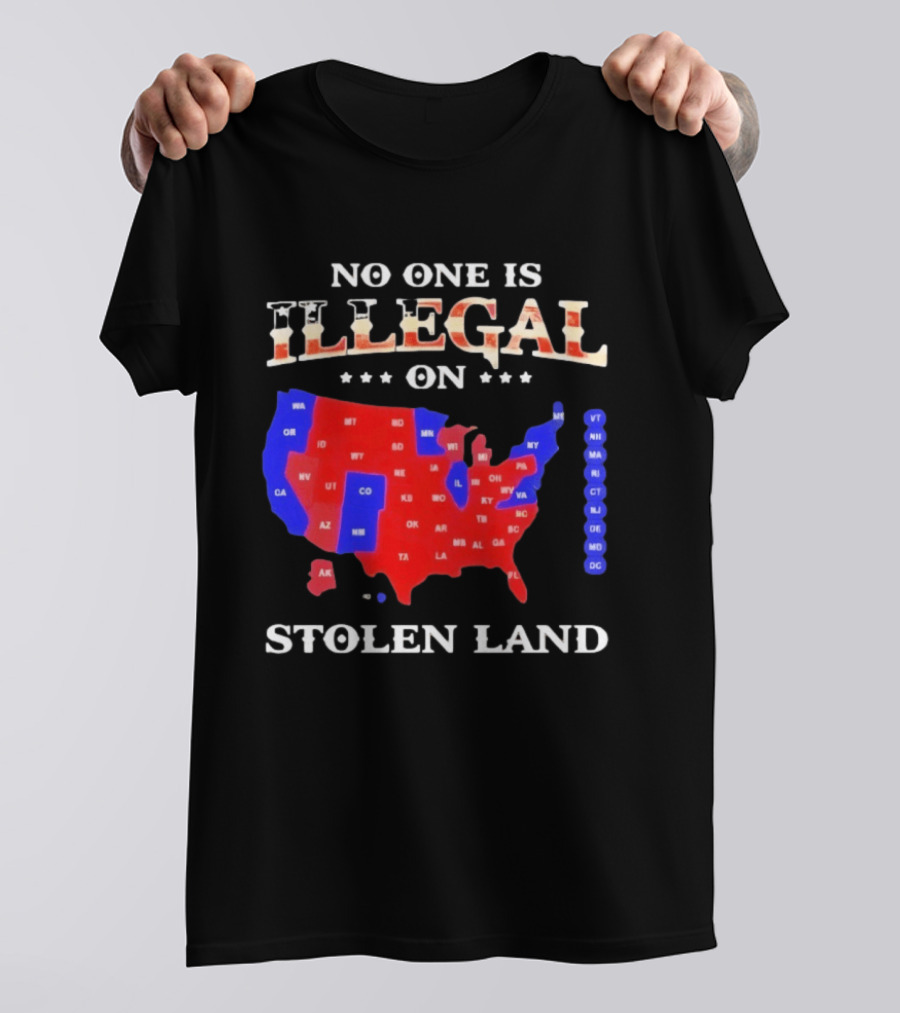 No One Is Illegal On Stolen Land United States Map T-Shirt