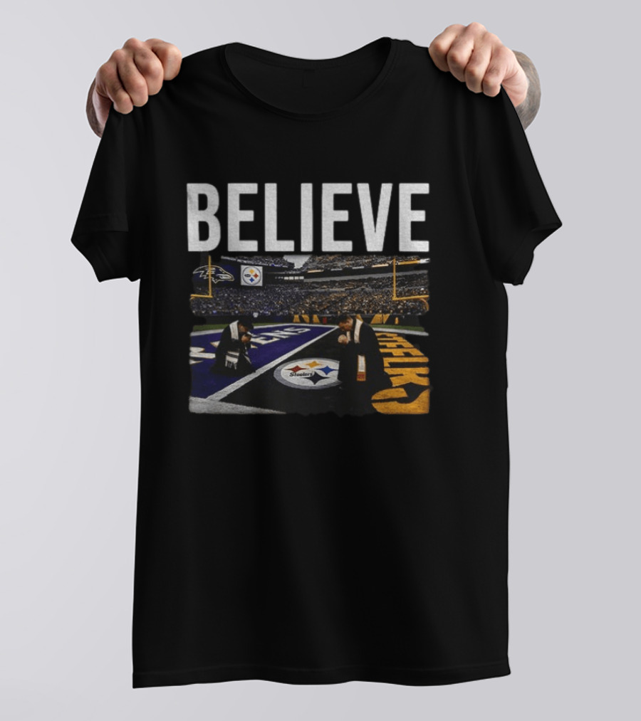 Believe Pittsburgh Steelers Football Stadium Kneeling T-Shirt