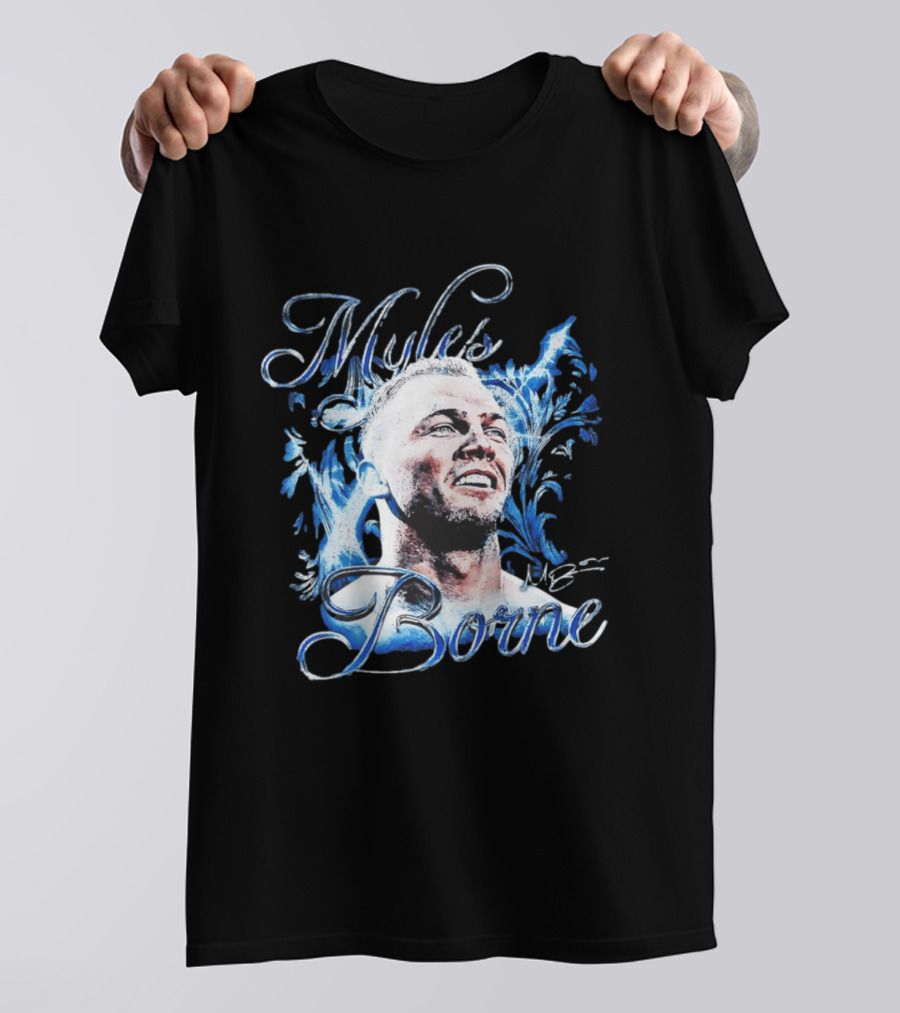 WWE Myles Borne Retro Blue Script Signature T-Shirt
