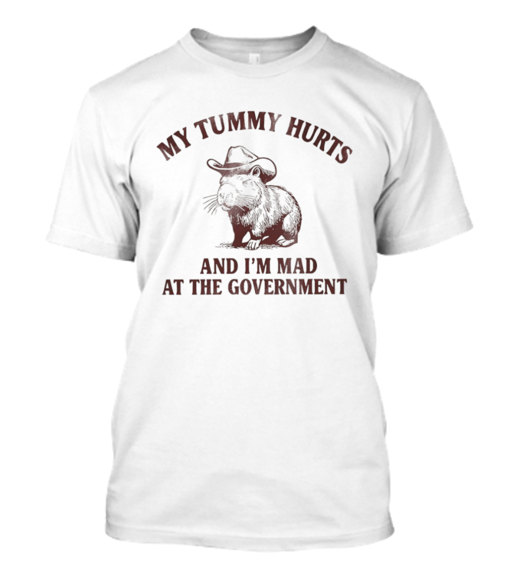 My Tummy Hurts Capybara I'm Mad At The Government Cowboy Hat T-Shirt