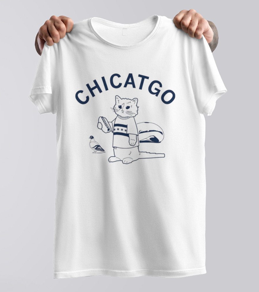 CHICATGO Cat With Chicago Tacos And Pigeon T-Shirt