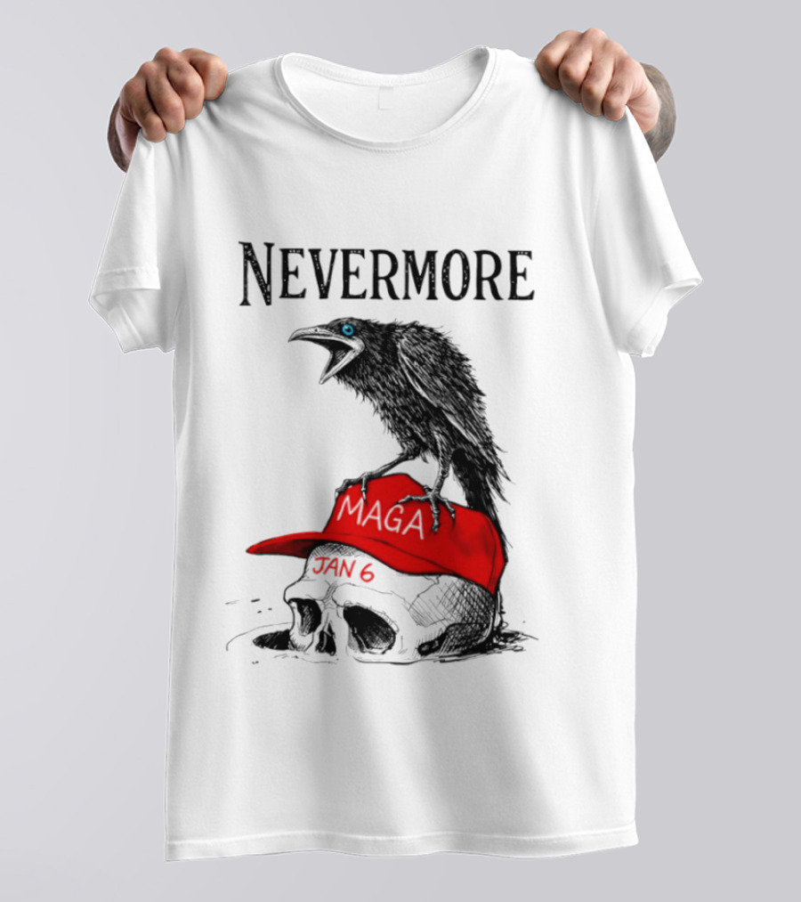 Nevermore Crow Maga January 6 Red Hat Skull T-Shirt