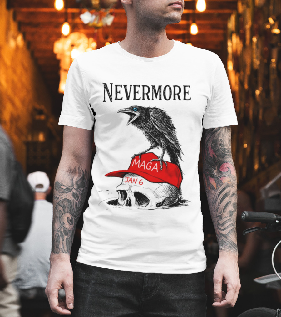 Nevermore Crow Maga January 6 Red Hat Skull T-Shirt