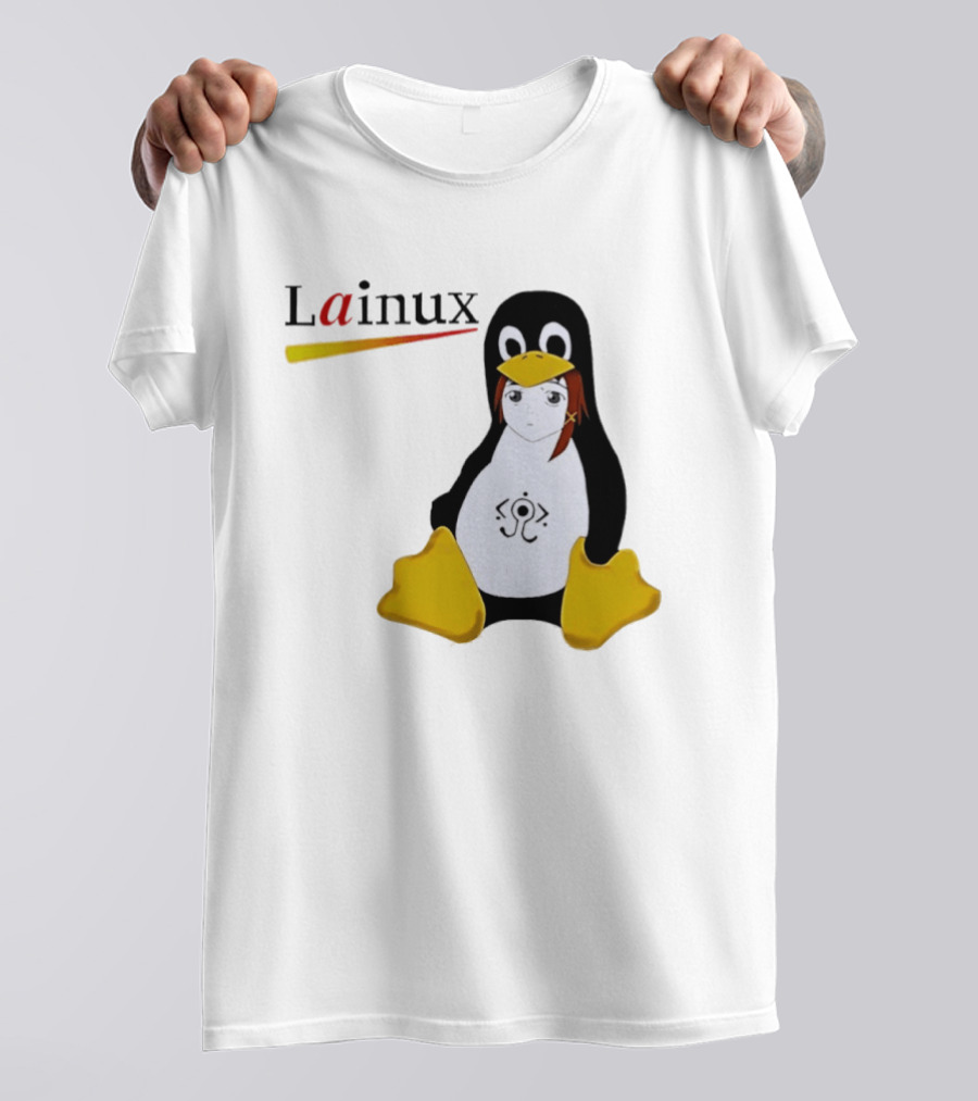 Lainux Lain Ux Linux Tux Mascot Penguin Anime T-Shirt