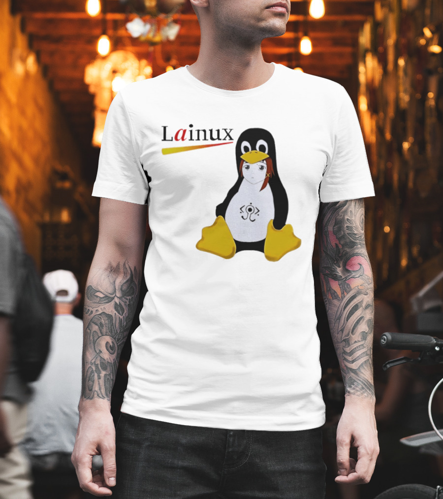 Lainux Lain Ux Linux Tux Mascot Penguin Anime T-Shirt