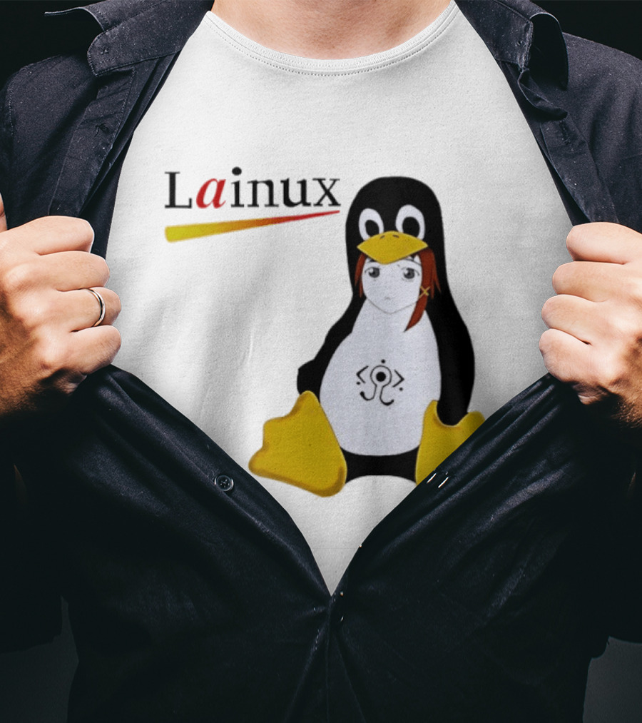 Lainux Lain Ux Linux Tux Mascot Penguin Anime T-Shirt