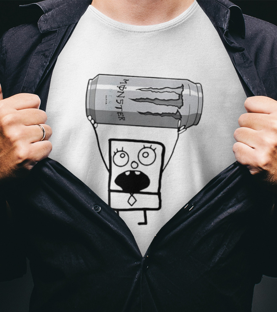 Doodlebob Holding Monster Energy Ultra Can Meme T-Shirt