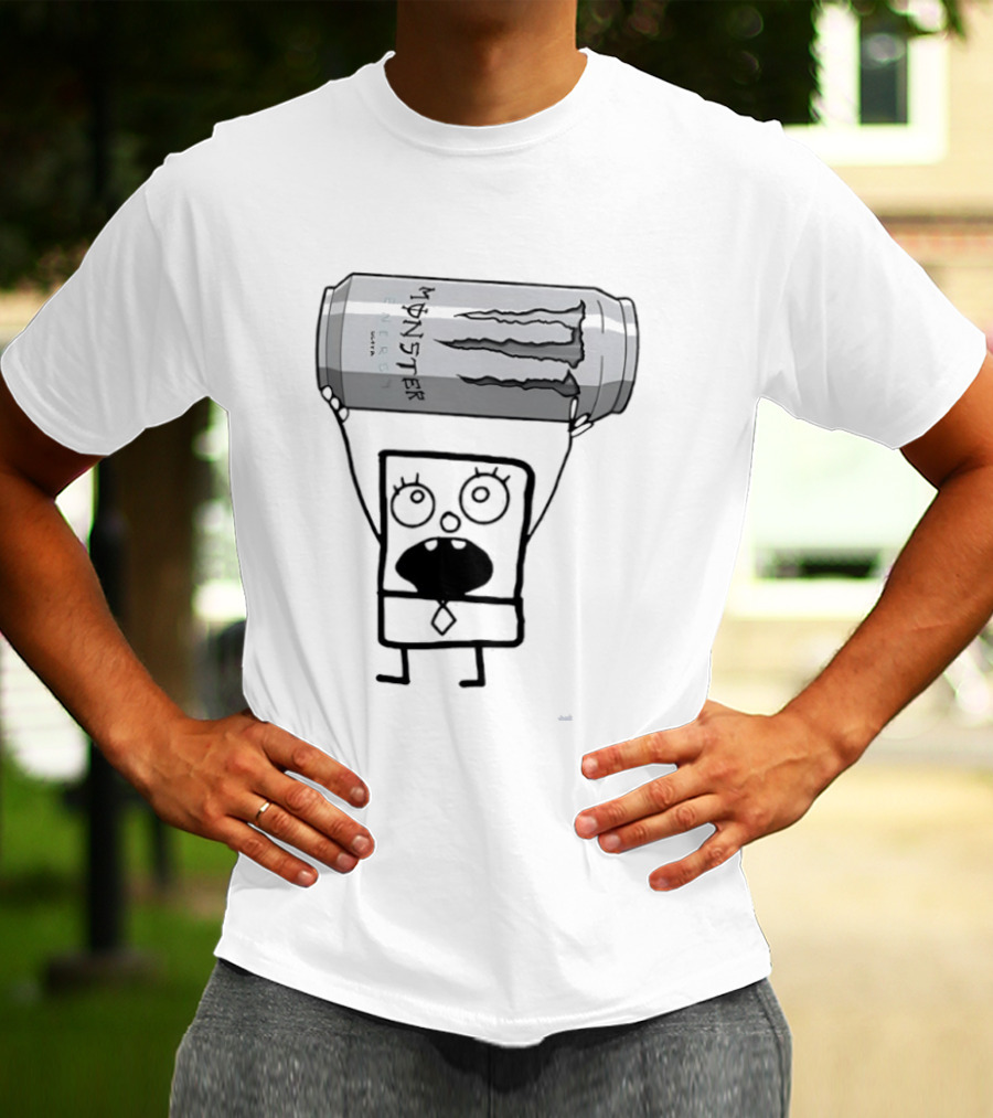 Doodlebob Holding Monster Energy Ultra Can Meme T-Shirt