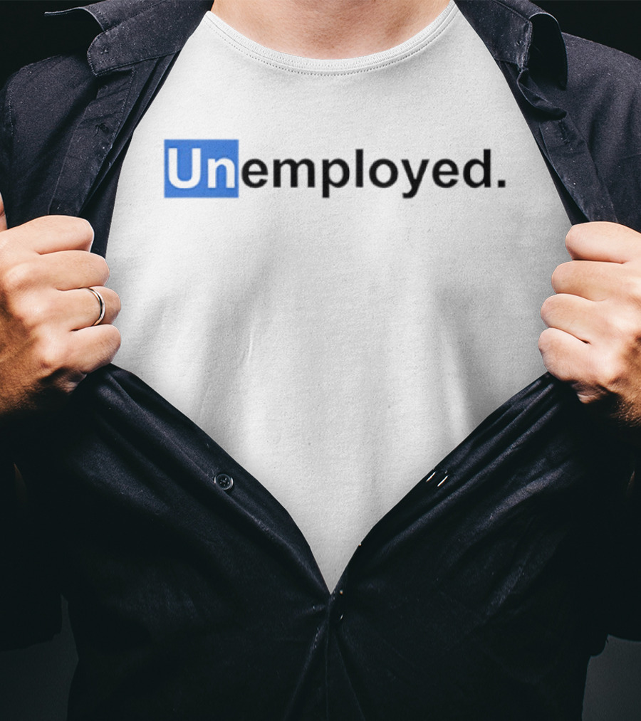 Unemployed UN Blue Box Wordplay T-Shirt